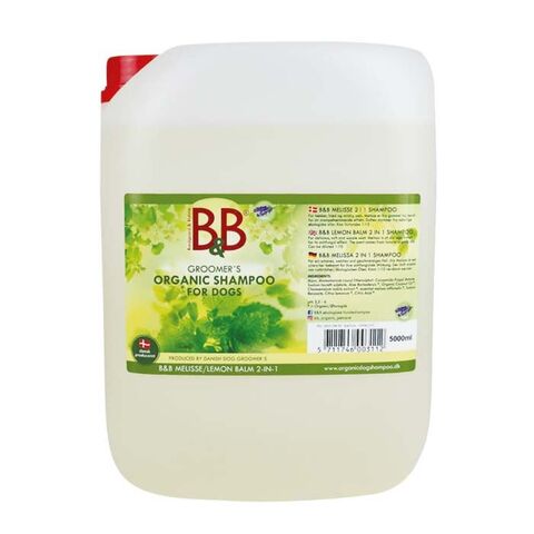 B&B | Melisse/Lemon balm 2-in-1 | Økologisk hundeshampoo og balsam - 5 Liter | Hundeshampoo