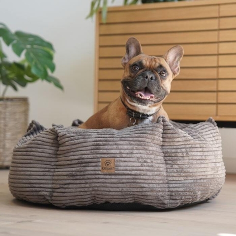 Den lækre og bløde hundekurv Six Stars i farven Warm Grey str 60x60 cm