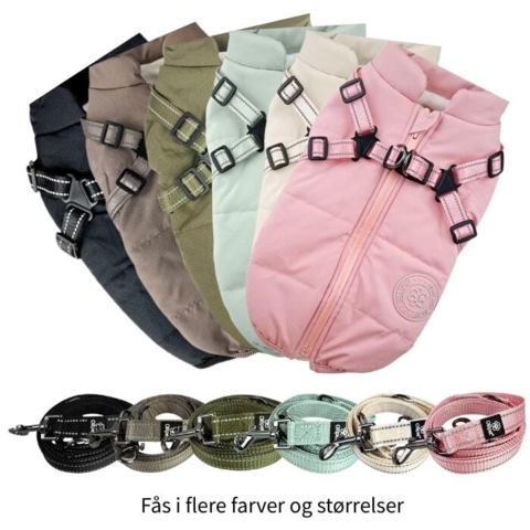 Arctic Explorer hundejakke og matchende dressurline i fine farver og med reflekssyninger.