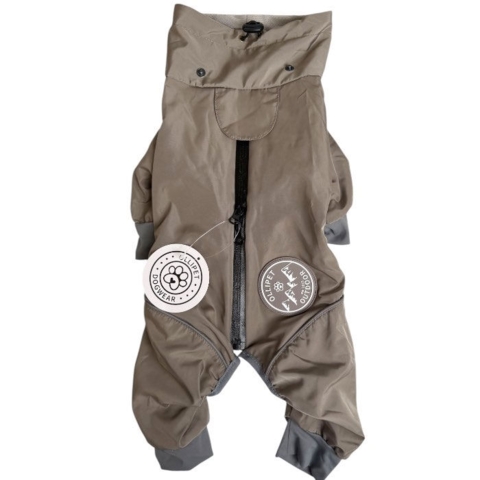 Ollipet Doodle rain coat med lynlås på ryggen og høj krave og med aftagelig hætte