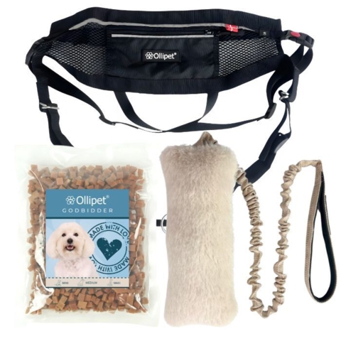 Lækre godbidder, underholdene hundelegetøj og et praktisk løbebælte til løbeturen