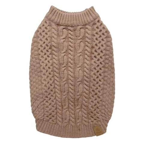 En strikket hundetrøje i stilren khaki farve