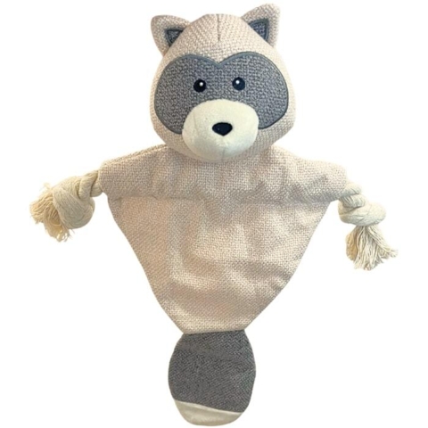 Sjovt hundelegetøj med knudereb som arme og knitrepapir i kroppen