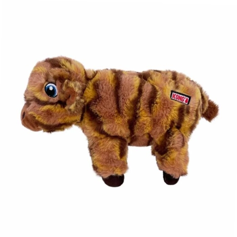KONG Low Stuff Stripes ko – blød og sjov bamse med pivelyd