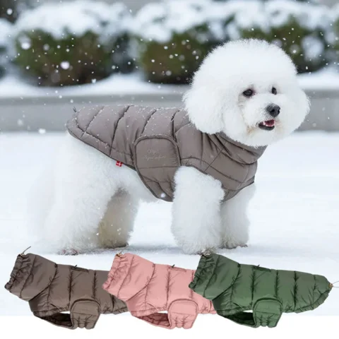 Elegant vinterjakke til små og mellemstore hunde med vatteret fyld