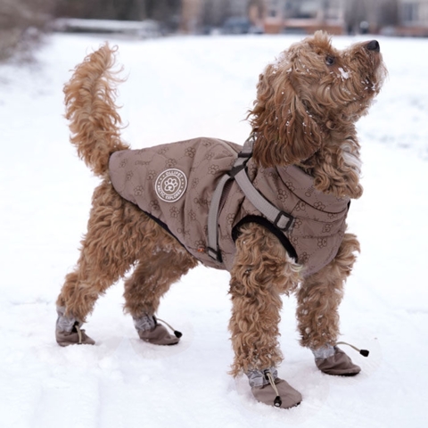 Ollipet Bløde hundestøvler m. refleks | Khaki