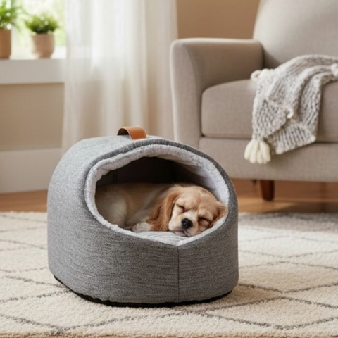 Denne hyggehule er perfekt til hunde og katte som kan lide at "gemme" sig lidt når de skal hvile