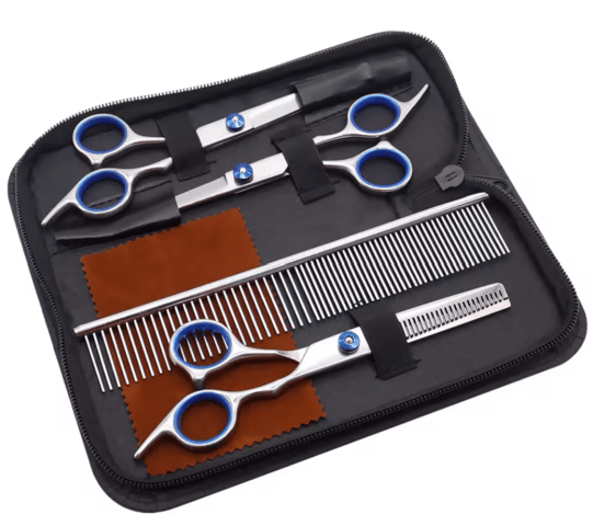 Alt samlet ét sted – begyndervenligt groomingsæt med rustfri stålkam og skarpe hundesakse
