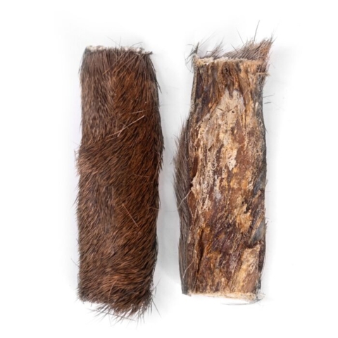 Naturlig tyggesnack med krondyrhud og pels til hunde