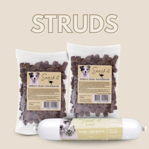 Foderpølse og Softies Godbidder med Struds