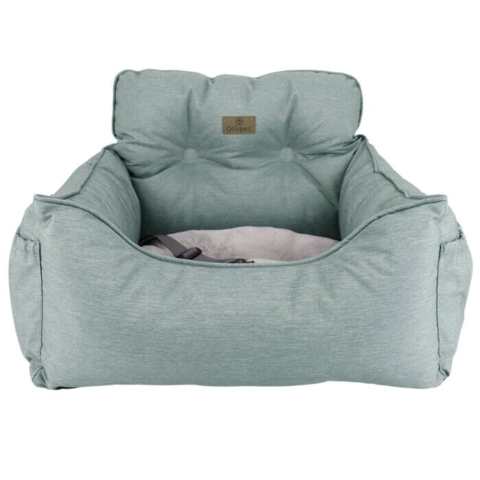 Comfort deluxe autokurv i mint grey med grå pude