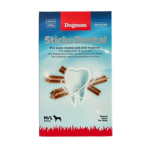 Dogman Dental Sticks M/L – 28 stk. i økonomisk multipak, perfekt til daglig brug og sunde tænder