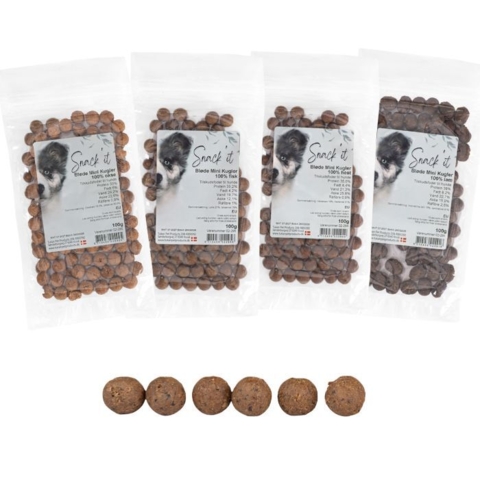 Snack'it små bløde hundegodbidder i kugleform, singleprotein