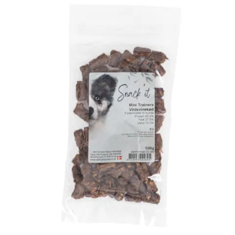 Små og mundrette træningsgodbidder med vildsvin til hunde fra Snack'it
