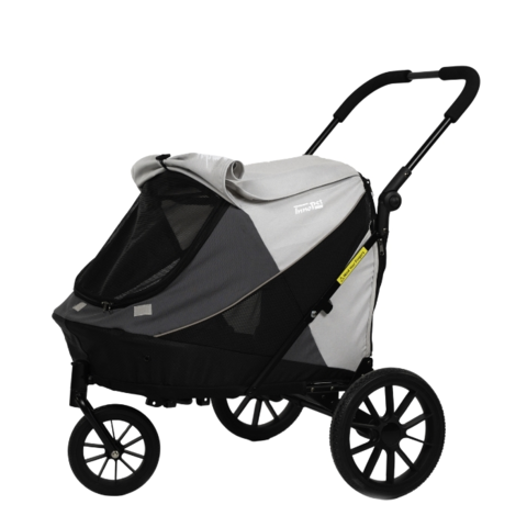 Smart åbning med netpaneler giver hunden frisk luft og tryg udsigt i Innopet Noah hundeklapvogn