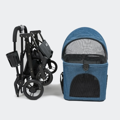 Funktionel hundeklapvogn til små hunde med kompakt foldesystem og lav vægt