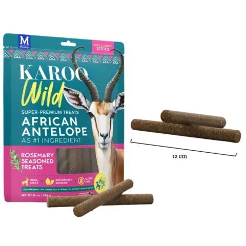 Hundegodbid med antilopekød, tilsat aromatiske krydderurter. Kornfri, proteinrig og fedtfattig snack til kvalitetsbevidste hundeejere.