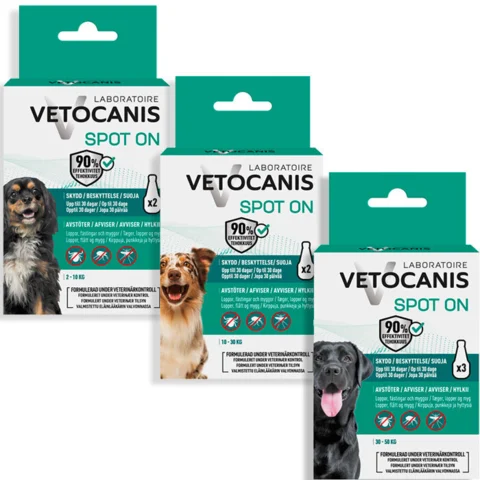 Vetocanis Anti-parasit Spot on Hund i fra 2 til 50 kg.