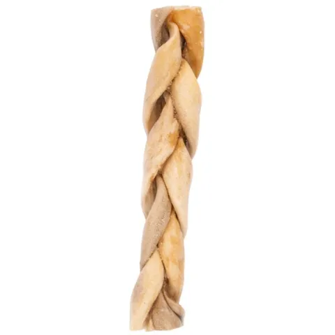 Snack'it Flettet Lammehud 15cm – single protein hundesnack med knasende struktur og lang tyggetid. Perfekt til daglig beskæftigelse.