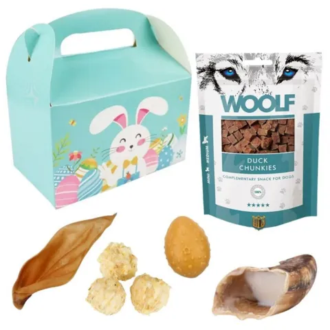 Påskepakke til hunde fyldt med velsmagende favoritter