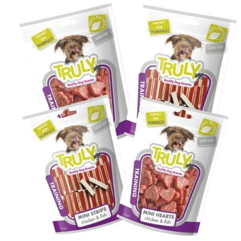 Pakketilbud med Truly Delight hvalpegodbidder i bløde bidder – ideel til træning og daglig belønning.