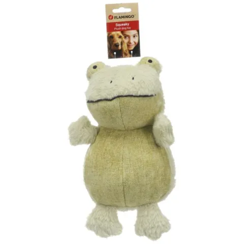 Blød frø bamse fra TOY Pensa til hund med indbygget piv