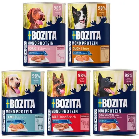 Bozita vådfoder til voksne hunde, i flere smagsvarianter