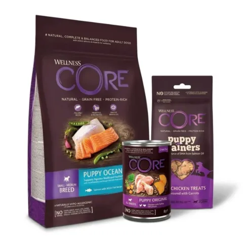CORE hvalpepakke med tørfoder, vådfoder og træningsgodbidder