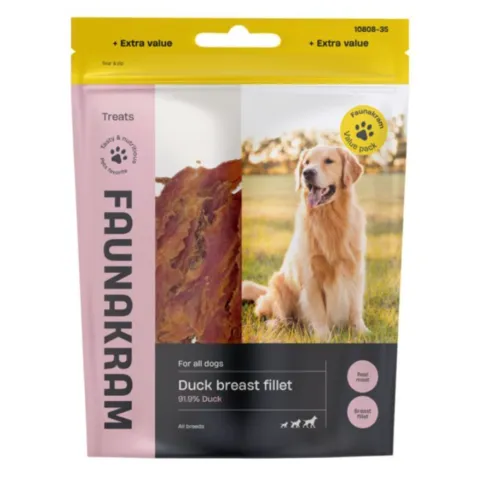 Faunakram duck breast fillet 300g bløde hundegodbidder med høj andel and