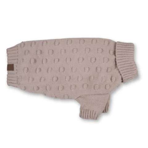 Pompom hundesweater - klassisk khaki farve