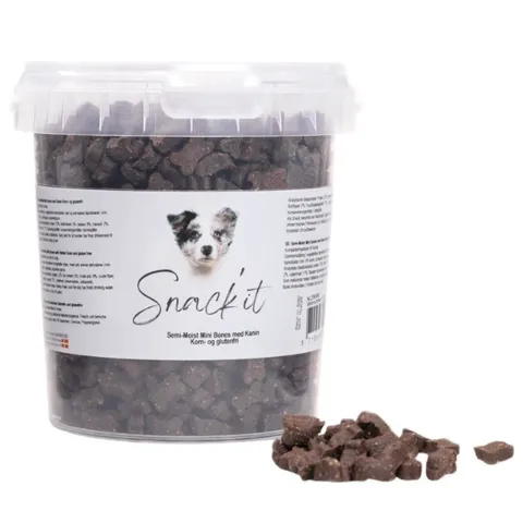 Snack'it Semi-Moist Mini Bones med kanin bløde hundegodbidder 500g