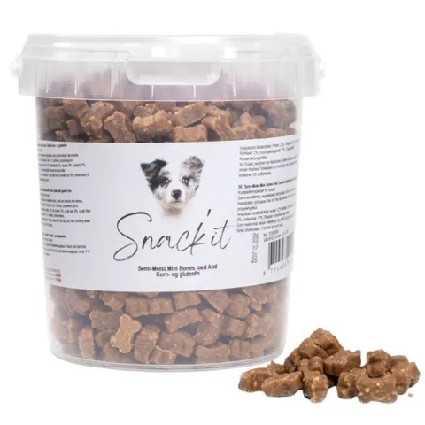 Små bløde Snack'it hundegodbidder med and til træning