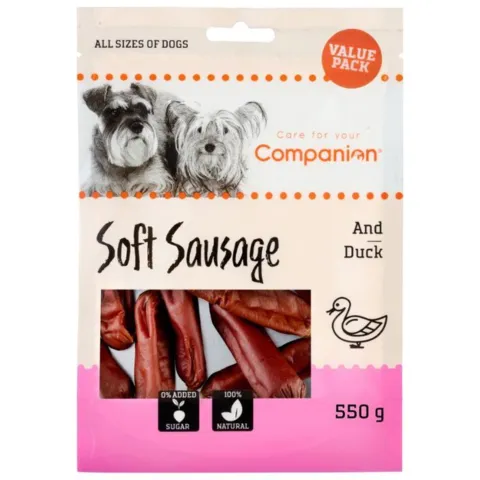 Companion Soft Sausage Duck 550g bløde hundepølser med and