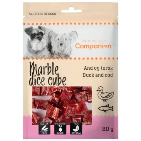 Companion Marble Dice Cube Duck & Cod 80g hundegodbidder med and og torsk