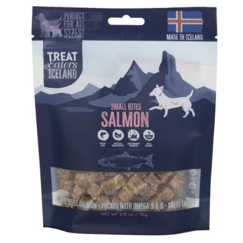 Treat Eaters Iceland Small Bites Salmon – små fiskegodbidder med laks, perfekte som belønning til hunde.