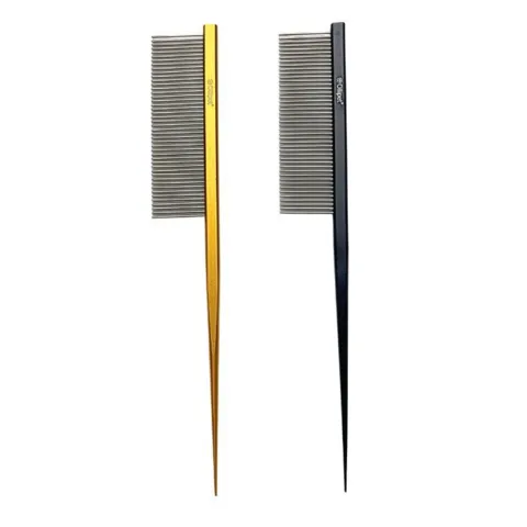 Gul og sort Ollipet Nål kam i metal til præcis styling og frisering af hundens pels