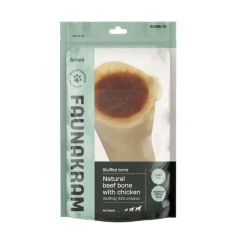 Faunakram Natural beef bone with stuffing med kylling til hund