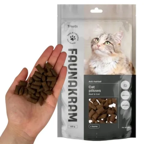 Anti hairball kattegodbidder med okse og torsk til katte