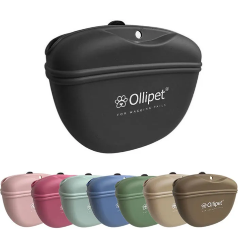 Praktiske godbidstasker til hundetræning i flere farver med smart clip og rengøringsvenligt design.
