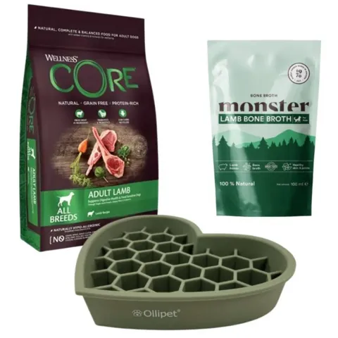 CORE Lamb slowfeeder måltidspakke til hunde der spiser for hurtigt