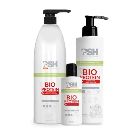 PSH Bio Protein No Rinse Conditioner Mask er en leave-in balsam til hunde og katte. Med