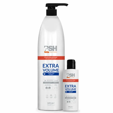 PSH Pro Groomers Extra Volume Shampoo med vindrueekstrakt til ekstra fylde i pelsen 2 størrelser