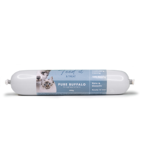 Feed'it & Treat Pure Buffalo 400g foderpølse med bøffel til bløde træningsgodbidder