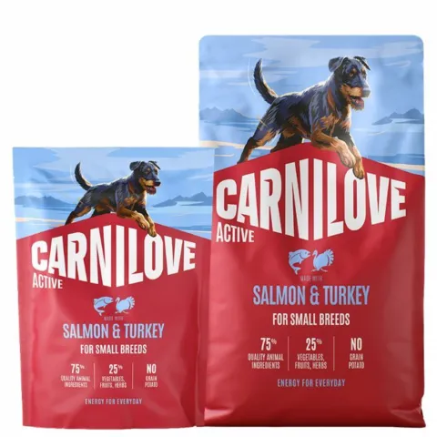 Carnilove Active Salmon & Turkey Small Breed kornfrit tørfoder til voksne hunde af små racer