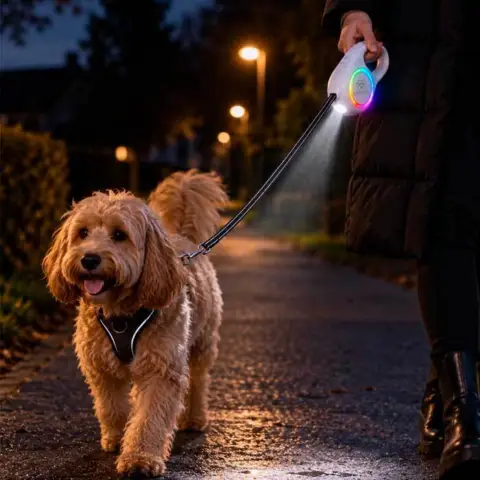 Flexline med led lys og reflekssnor på 5 meter