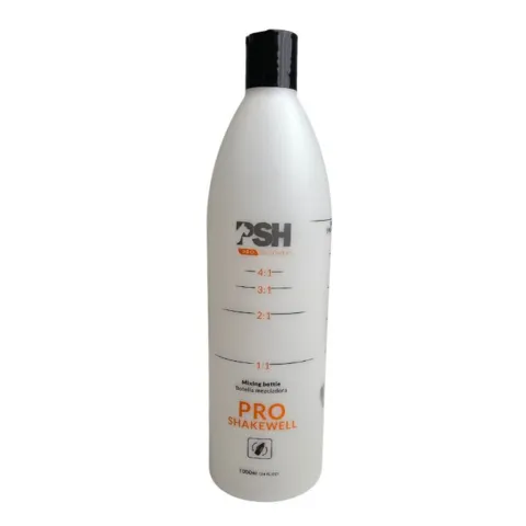 PSH Pro Groomers Mixing Shampoo Bottle 1L med tydelige blandingsforhold til professionel pelspleje