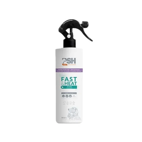 PSH Fast & Heat Heatprotecter 500 ml vegansk leave-in spray til våd pels