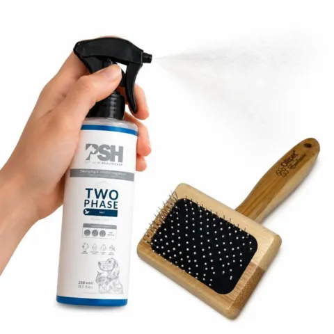 Pakketilbud med PSH filtfri spray og Ollipet karte til pleje og børstning af hundens pels