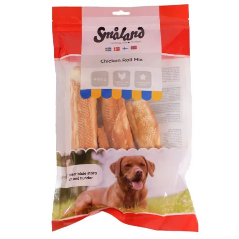 Småland Chicken Roll Mix 400g hundegodbidder med kylling