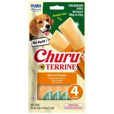 Churu Terrine Dog Treats Chicken blød hundegodbid med kylling til store hunde. Medium